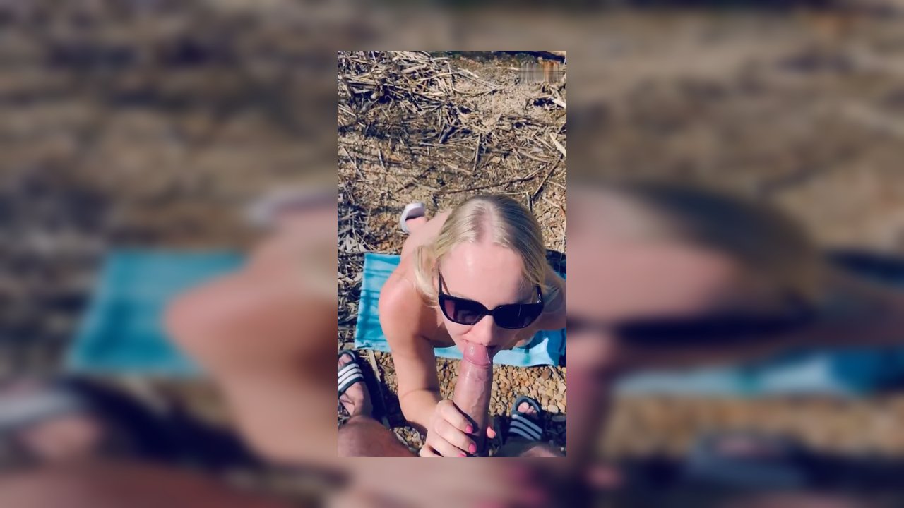 germanmaskedlucie – Tiefer Outdoor-Blowjob am See – Sein Monster Penis fickt meinen Hals und spritzt meine Titten voll